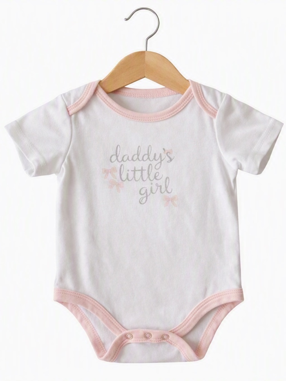 10/$15 Baby Gear White One-Piece Bodysuit with Light Pink Trim